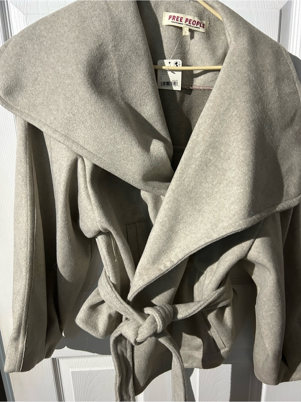 Free People Soft Draped Wrap Jacket in Light Beige